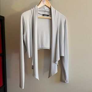 Sympli Light Gray Open Front Cardigan